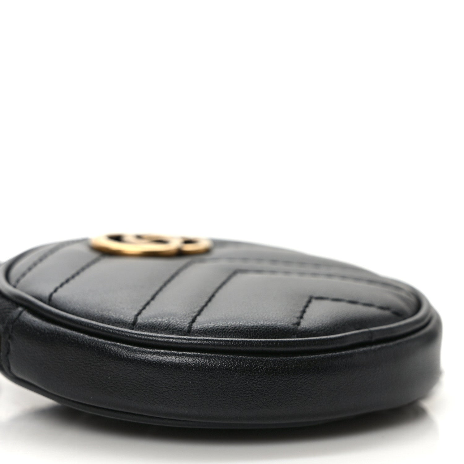 Gucci Calfskin Matelasse GG Marmont Round Mini Bag Black 6 of 8