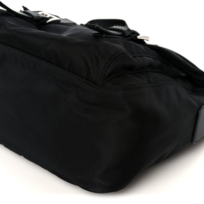 Prada Re-Nylon Vela Saffiano Pocket Double Buckle Messenger Shoulder Bag Black 10 of 10
