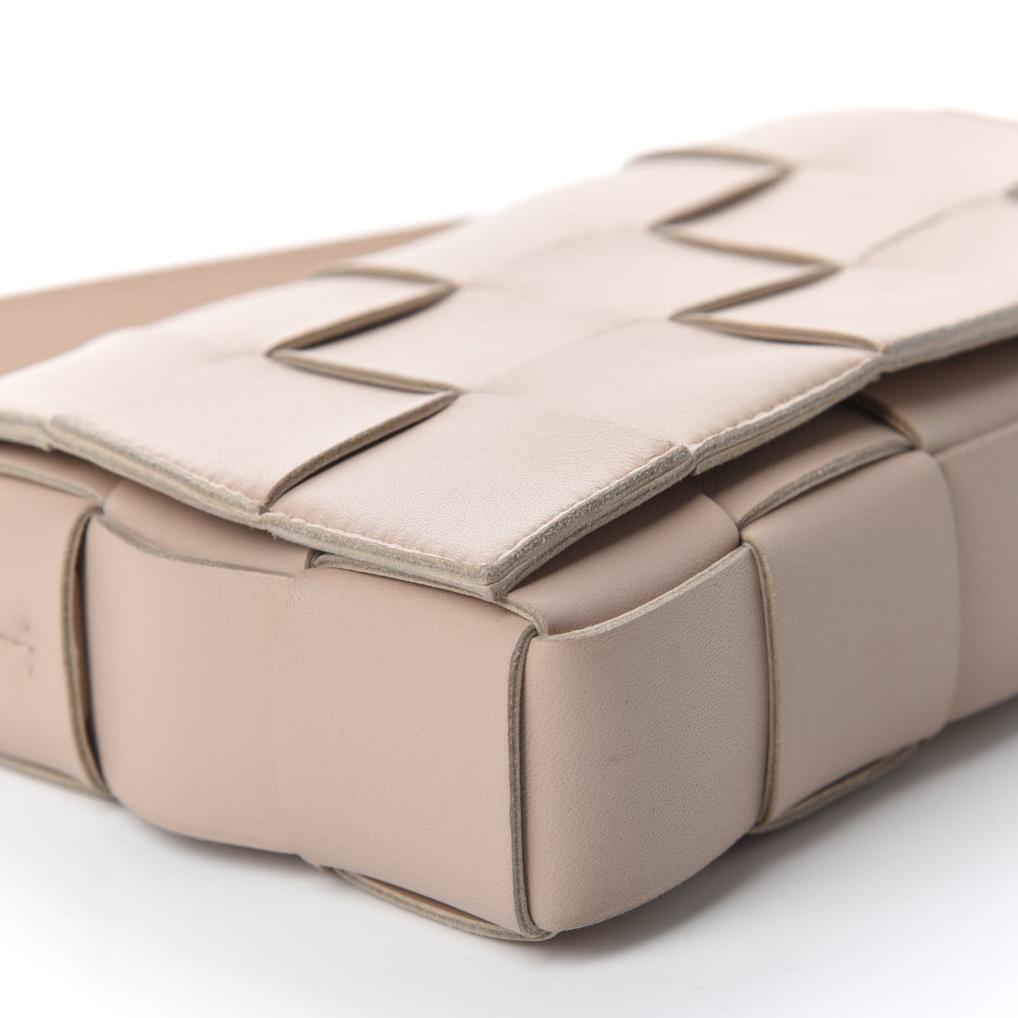 Lambskin Maxi Intrecciato Cassette Crossbody Bag Almond