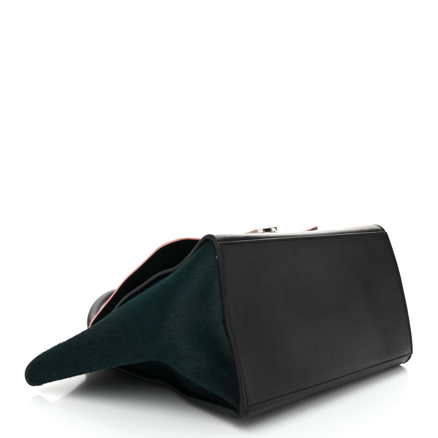Celine Pony Hair Smooth Calfskin Medium Tri-Color Trapeze Flamingo Green Black 4 of 10