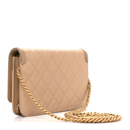 Chanel Caviar Quilted CC Filigree Wallet On Chain WOC Beige 3 of 11