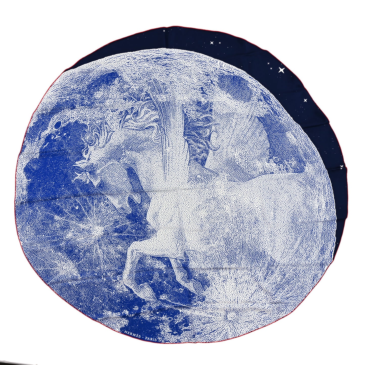 Silk Clair De Lune Round Scarf Marine White Rouge