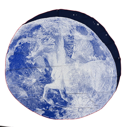 Hermes Silk Clair De Lune Round Scarf Marine White Rouge 1 of 4