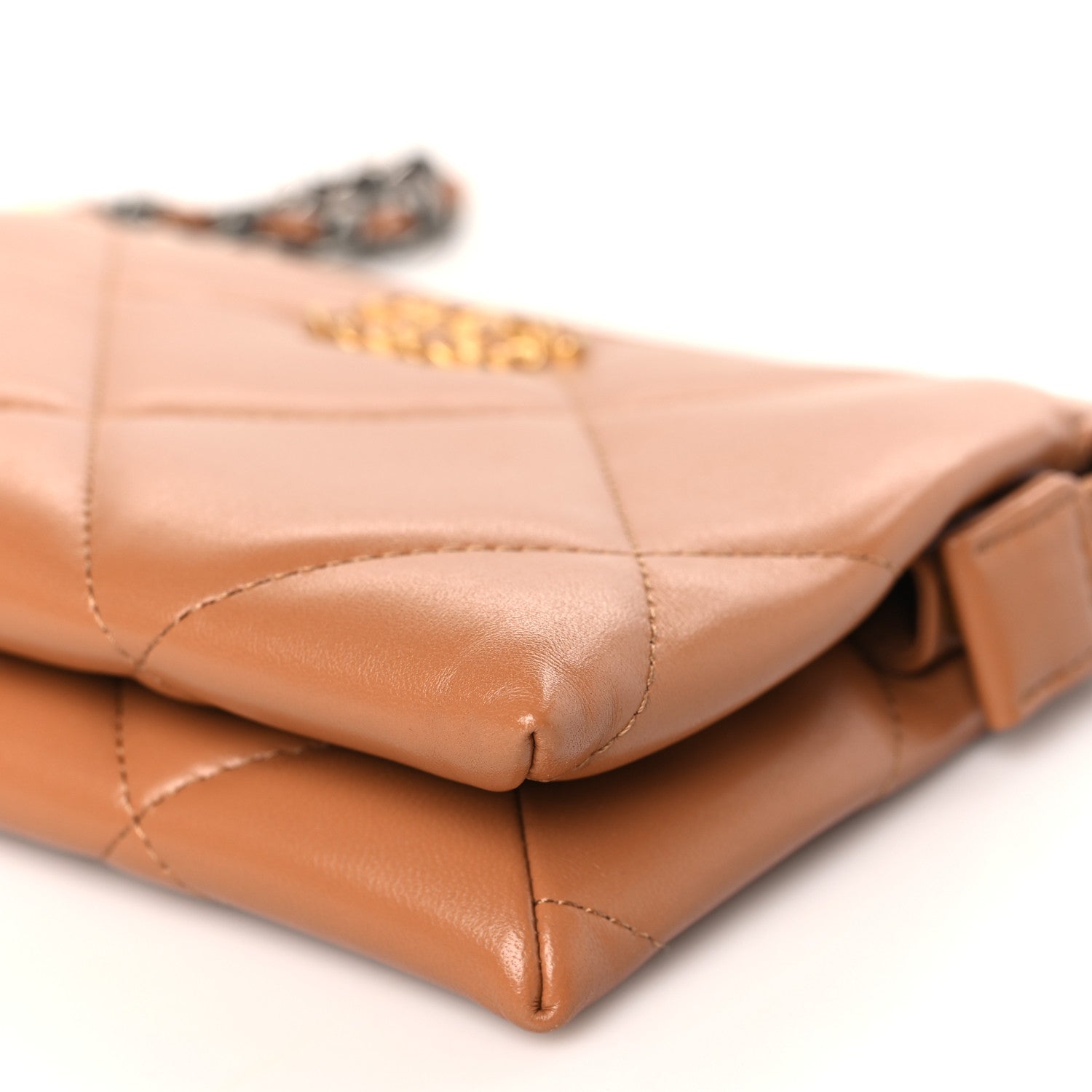 Chanel Shiny Goatskin Quilted Small Chanel 19 Pouch With Handle Brown 9 of 9