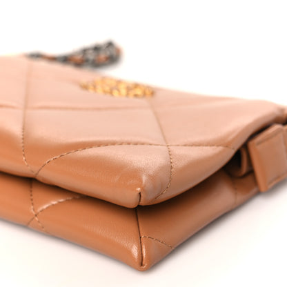 Chanel Shiny Goatskin Quilted Small Chanel 19 Pouch With Handle Brown 9 of 9