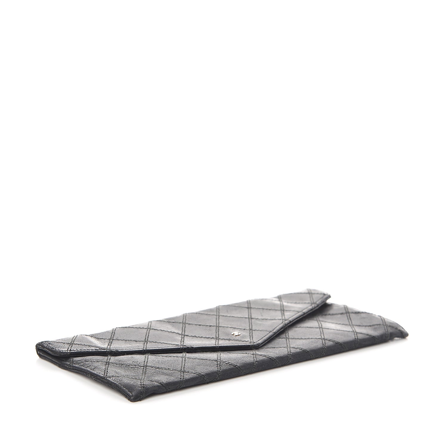 Calfskin Diamond Stitched Clutch Black