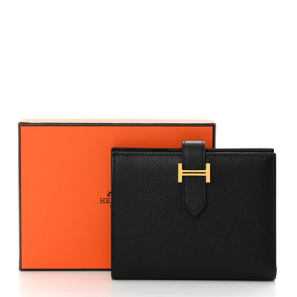 Hermes Epsom Bearn Compact Wallet Black 15 of 15