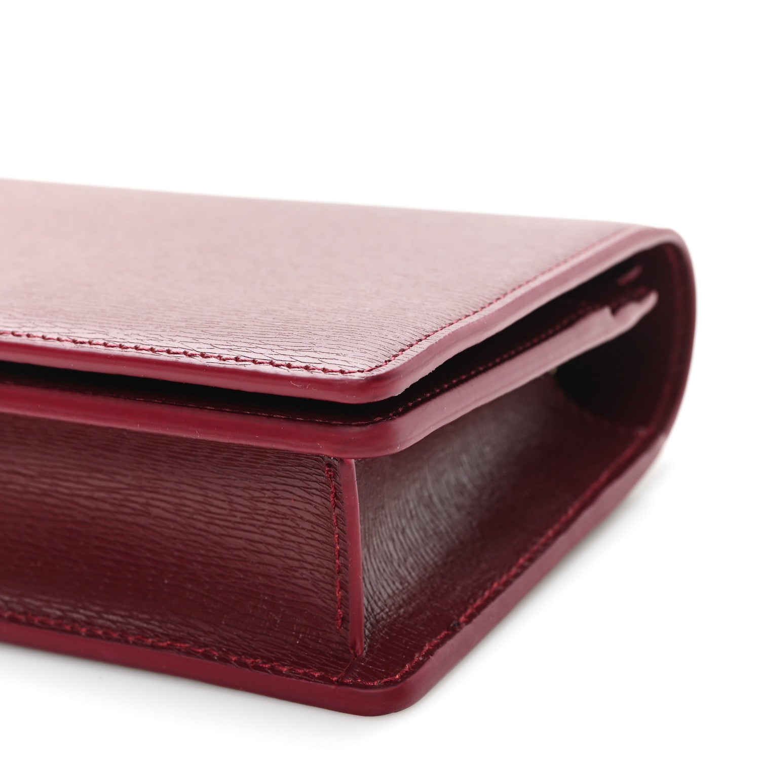 Gucci Textured Calfskin Script Logo Wallet On Chain Rosso Ancora 10 of 10