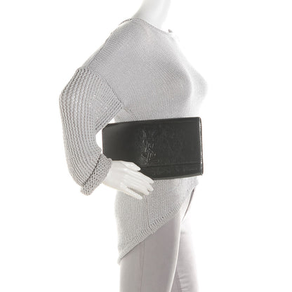 Saint Laurent Textured Patent Monogram Large Belle de Jour Clutch Grey 2 of 7