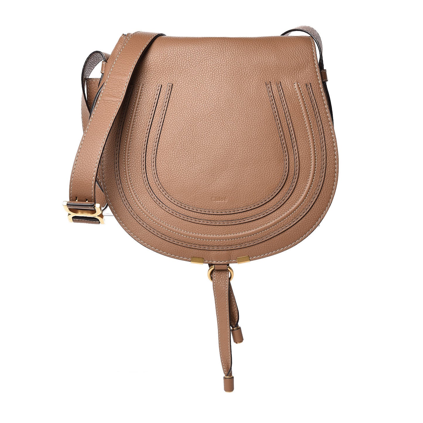 Calfskin Medium Marcie Round Crossbody Bag Nut