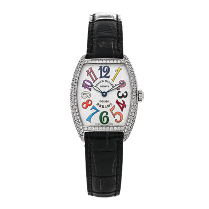 Franck Muller 18K White Gold Alligator Diamond Pave Bezel 29mm Cintree Curvex Color Dreams Quartz Watch 7502QZD 1 of 5
