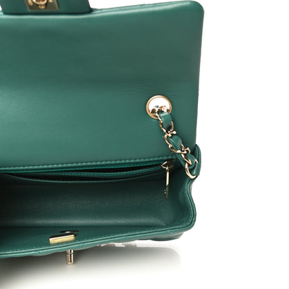 Chanel Lambskin Quilted Mini Rectangular Flap Dark Green 4 of 9