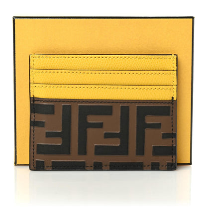 Fendi Vitello Cruise Bi-Color FF 1974 Embossed Card Holder Maya Black Sunflower 8 of 8
