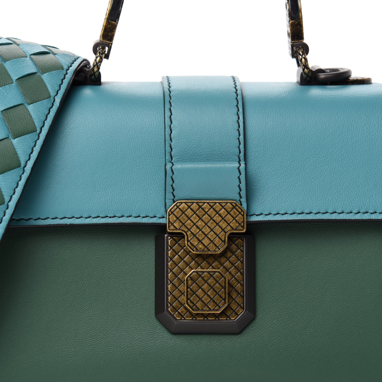 Bottega Veneta Nappa Multicolor Mini Piazza Bag Thyme Aqua Ivy Black 9 of 9