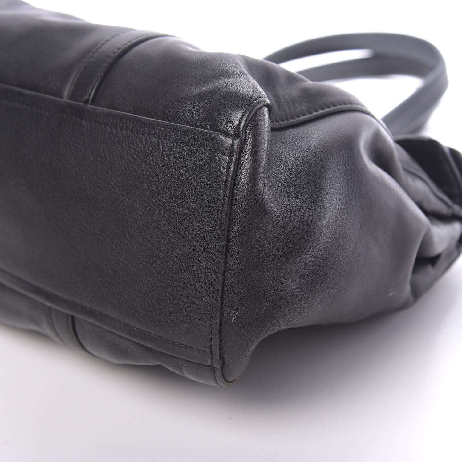 Prada Royal Calf Easy Foldover Pushlock Satchel Black 9 of 9