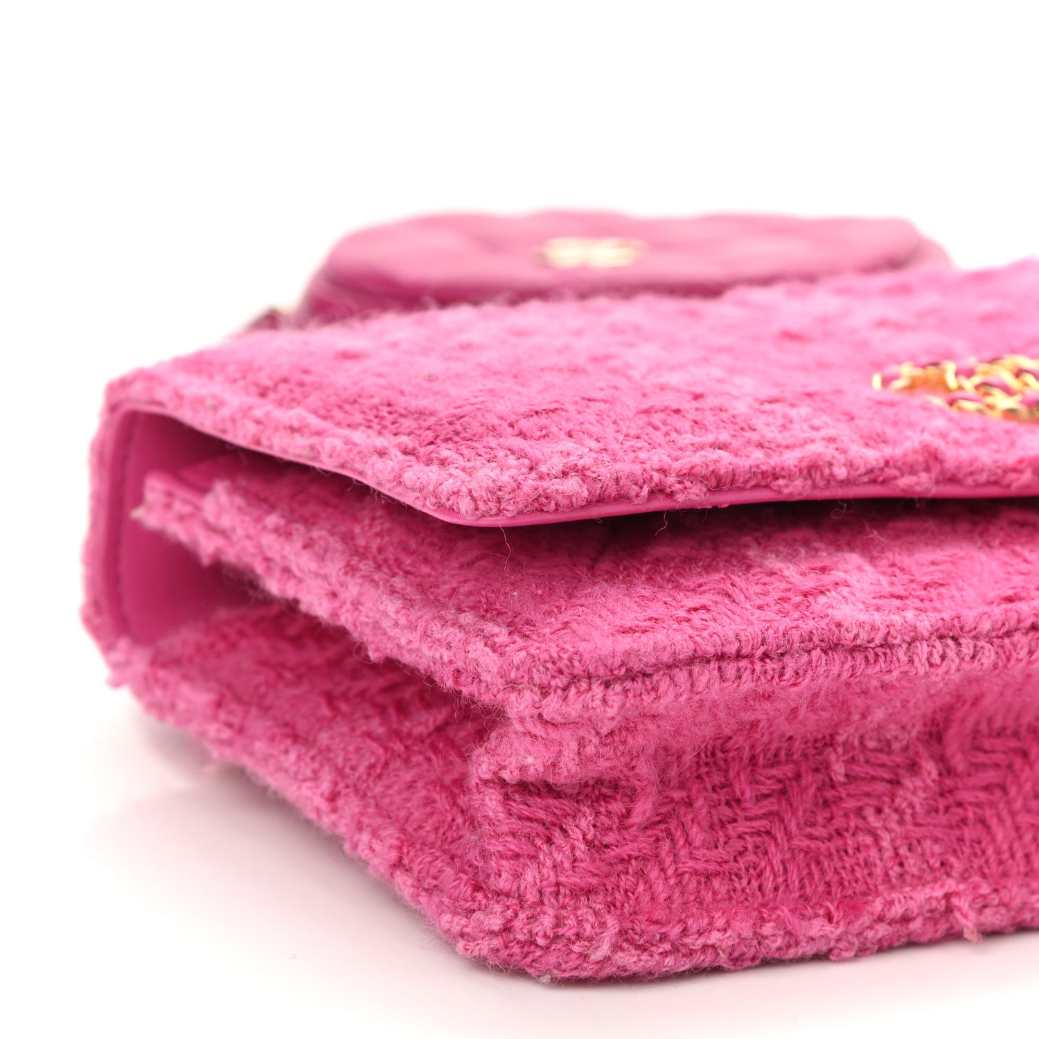 Chanel Wool Tweed Lambskin Quilted Chanel 19 Wallet On Chain WOC and Coin Purse Fuchsia 11 of 14