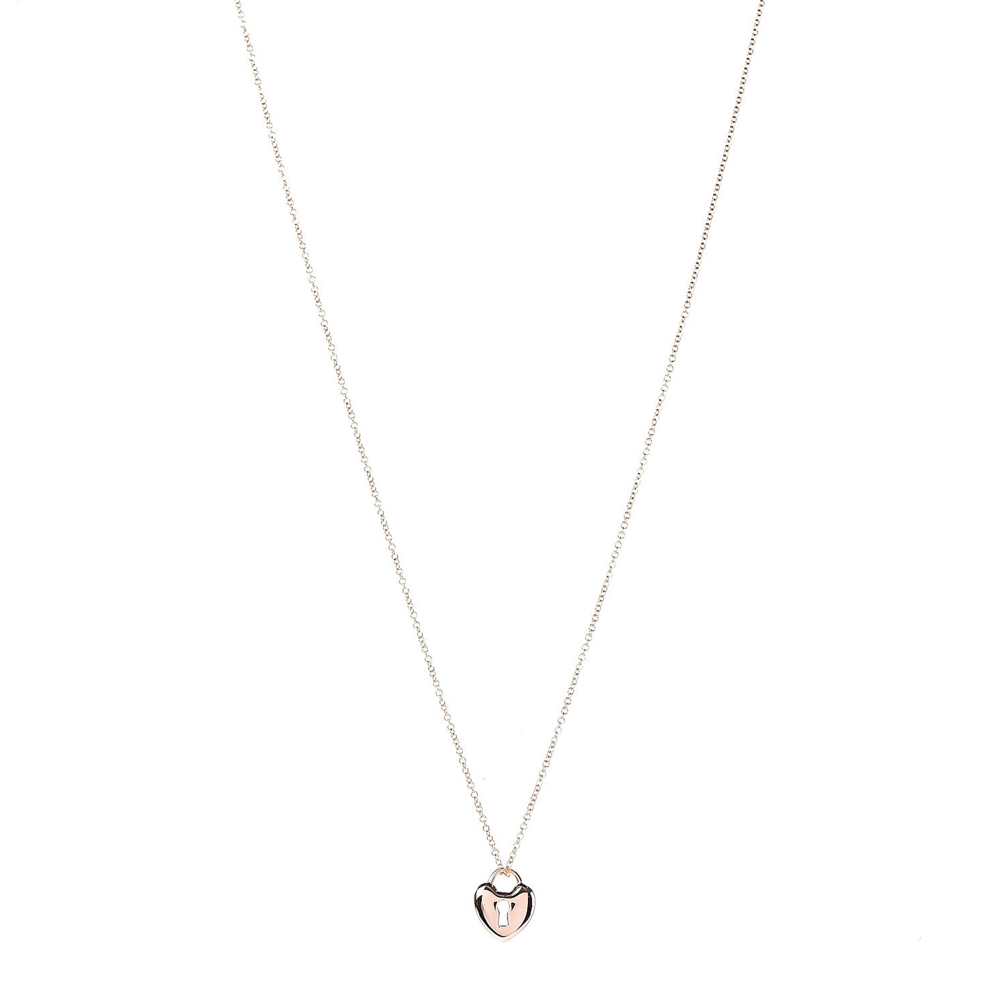 18K Rose Gold Mini Heart Lock Pendant Necklace
