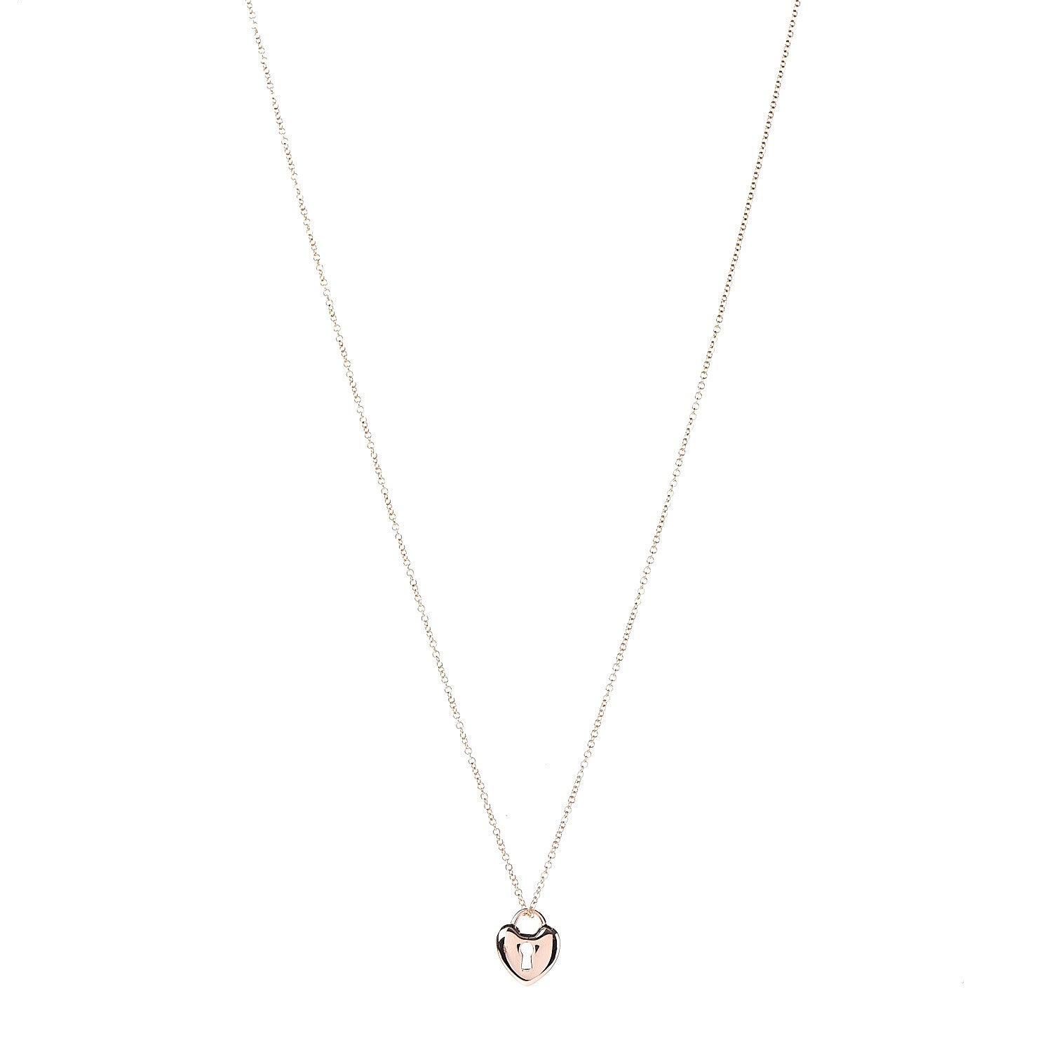 Tiffany 18K Rose Gold Mini Heart Lock Pendant Necklace 1 of 7