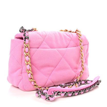 Chanel Denim Quilted Medium Chanel 19 Flap Neon Pink 3 of 10