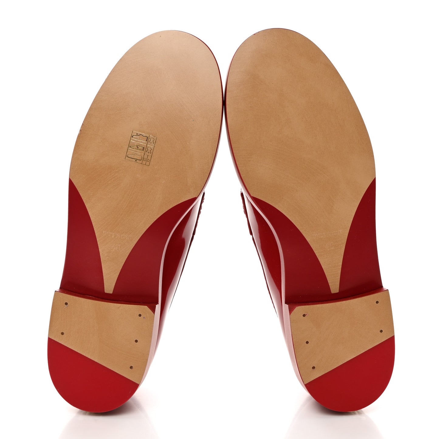 Shiny Calfskin Logo Loafers 40 Red