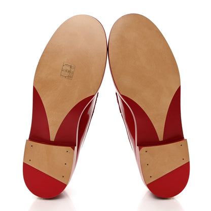 Chanel Shiny Calfskin Logo Loafers 40 Red 5 of 9