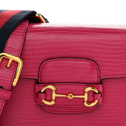 Gucci Lizard Web Mini Horsebit 1955 Shoulder Bag Pink 8 of 11