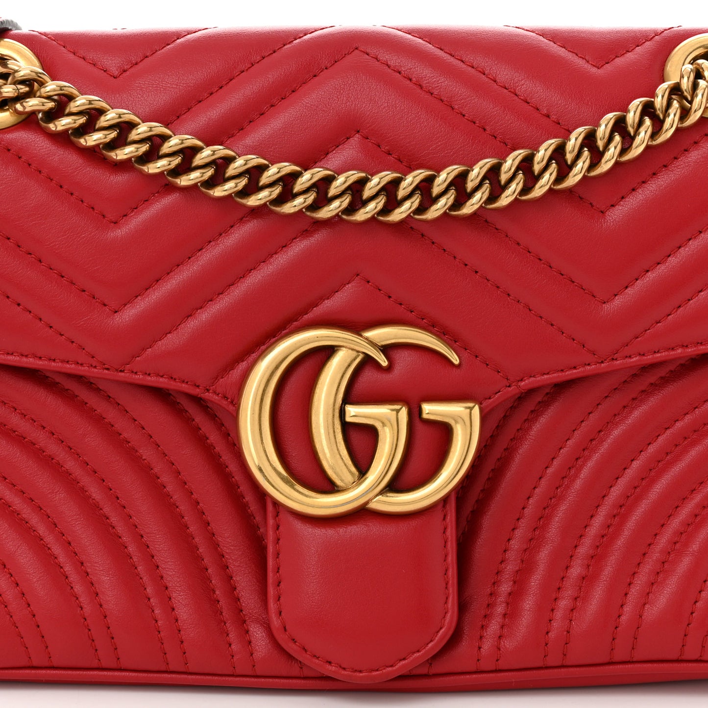 Calfskin Matelasse Small GG Marmont Shoulder Bag Hibiscus Red