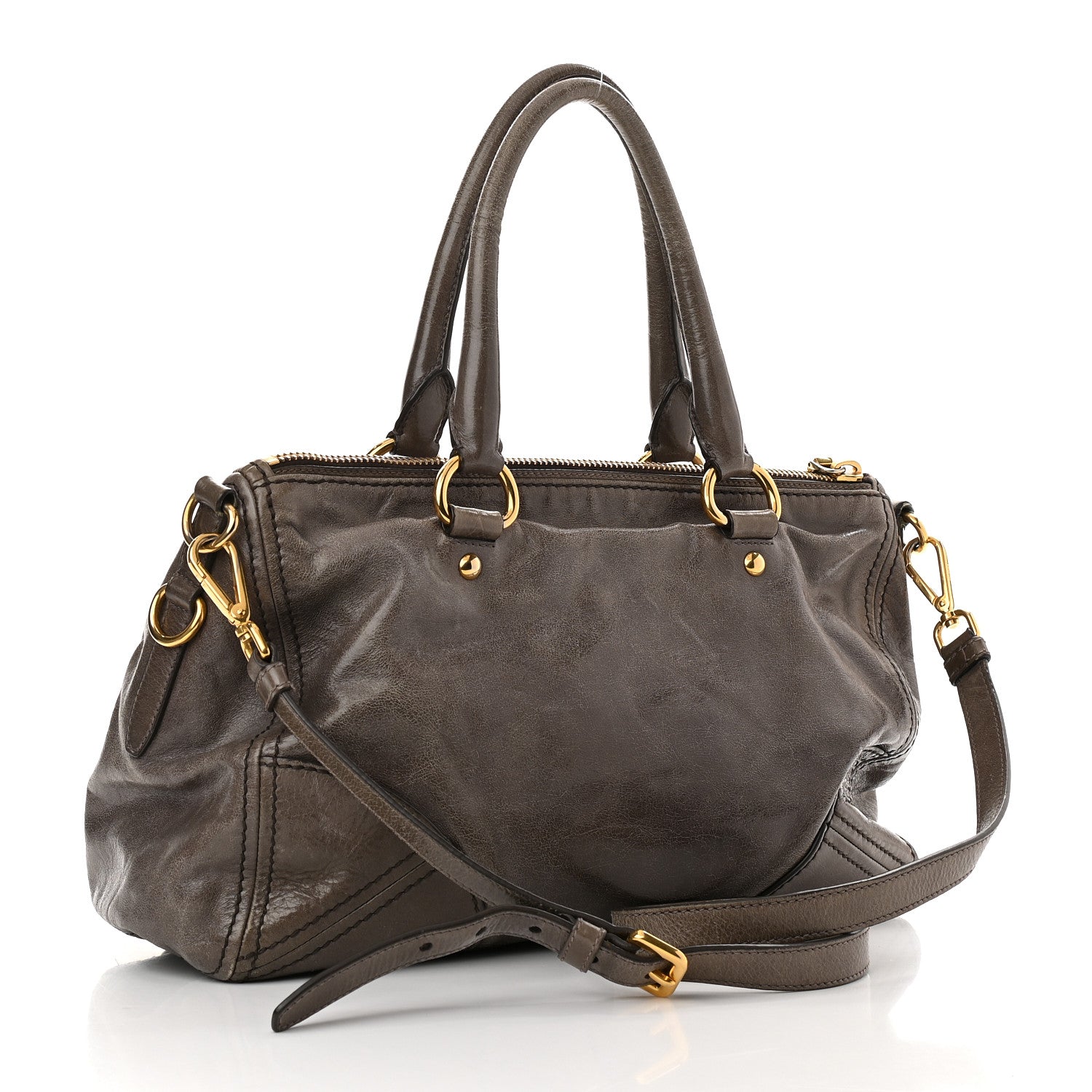 Prada Vitello Shine Shopping Satchel Bambu 3 of 15