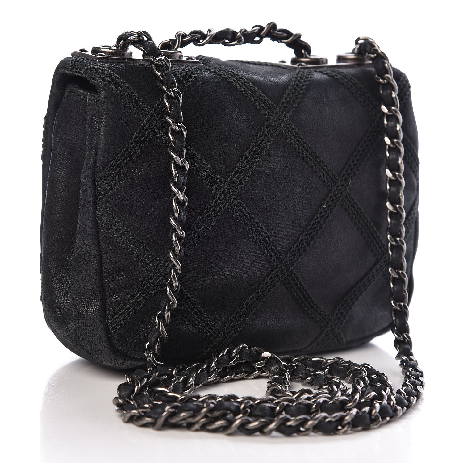 Chanel Iridescent Calfskin Diamond Embroidered Mini Flap Black 3 of 10