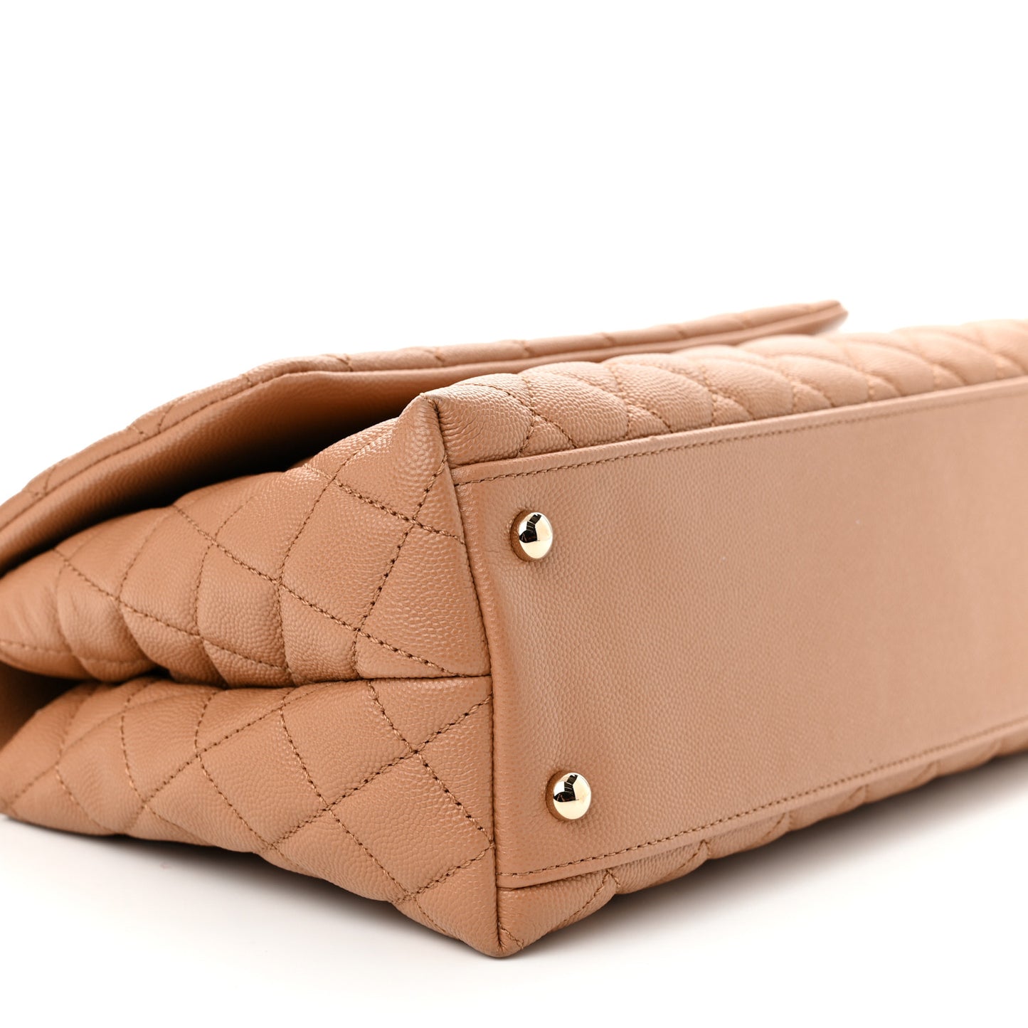 Caviar Lizard Embossed Quilted Small Coco Handle Flap Brown