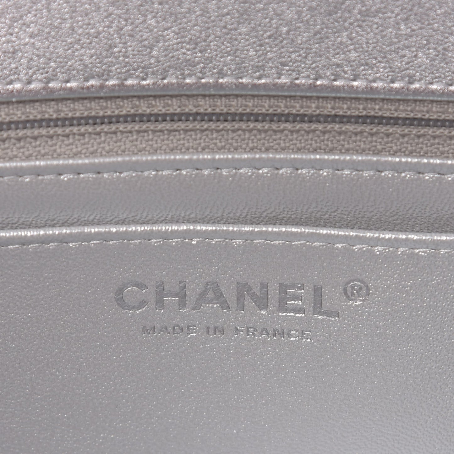 Metallic Lambskin Quilted Mini Rectangular Flap Silver