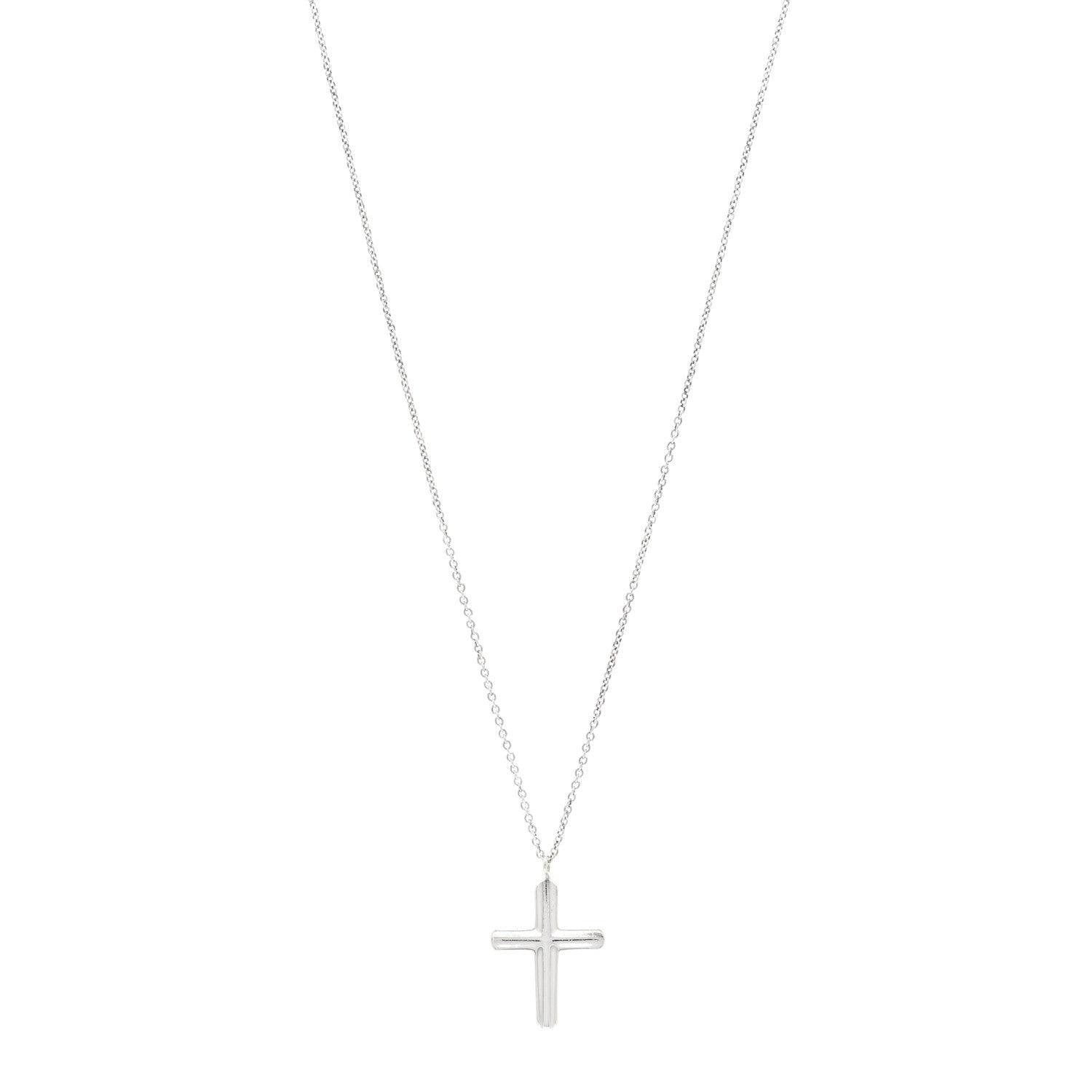 Tiffany Sterling Silver Concave Cross Pendant Necklace 1 of 4