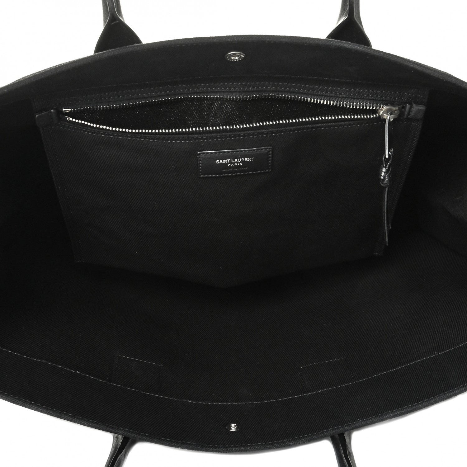 Saint Laurent Linen Calfskin Rive Gauche Tote Black 4 of 6