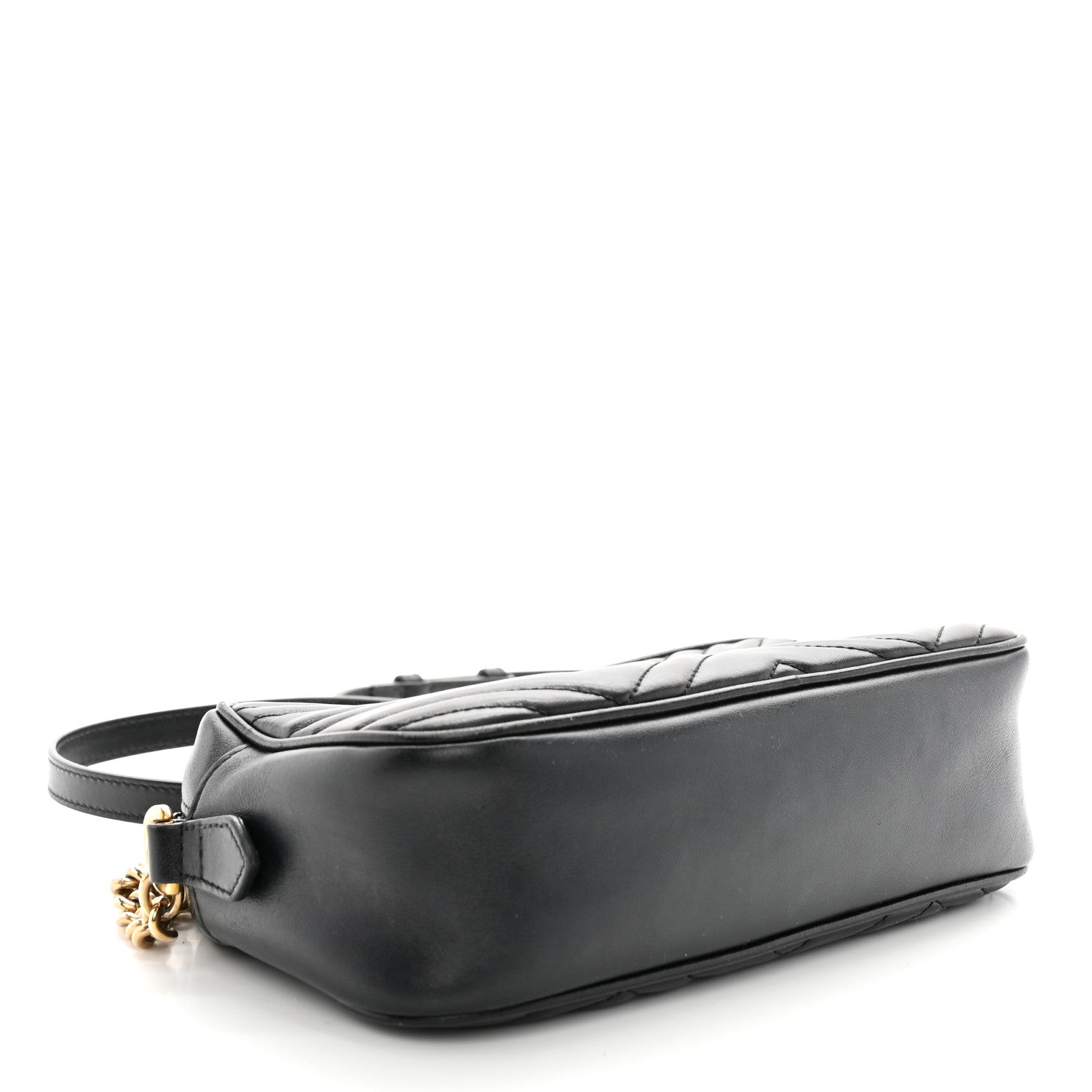 Gucci Calfskin Matelasse Small GG Marmont Chain Shoulder Bag Black 4 of 12