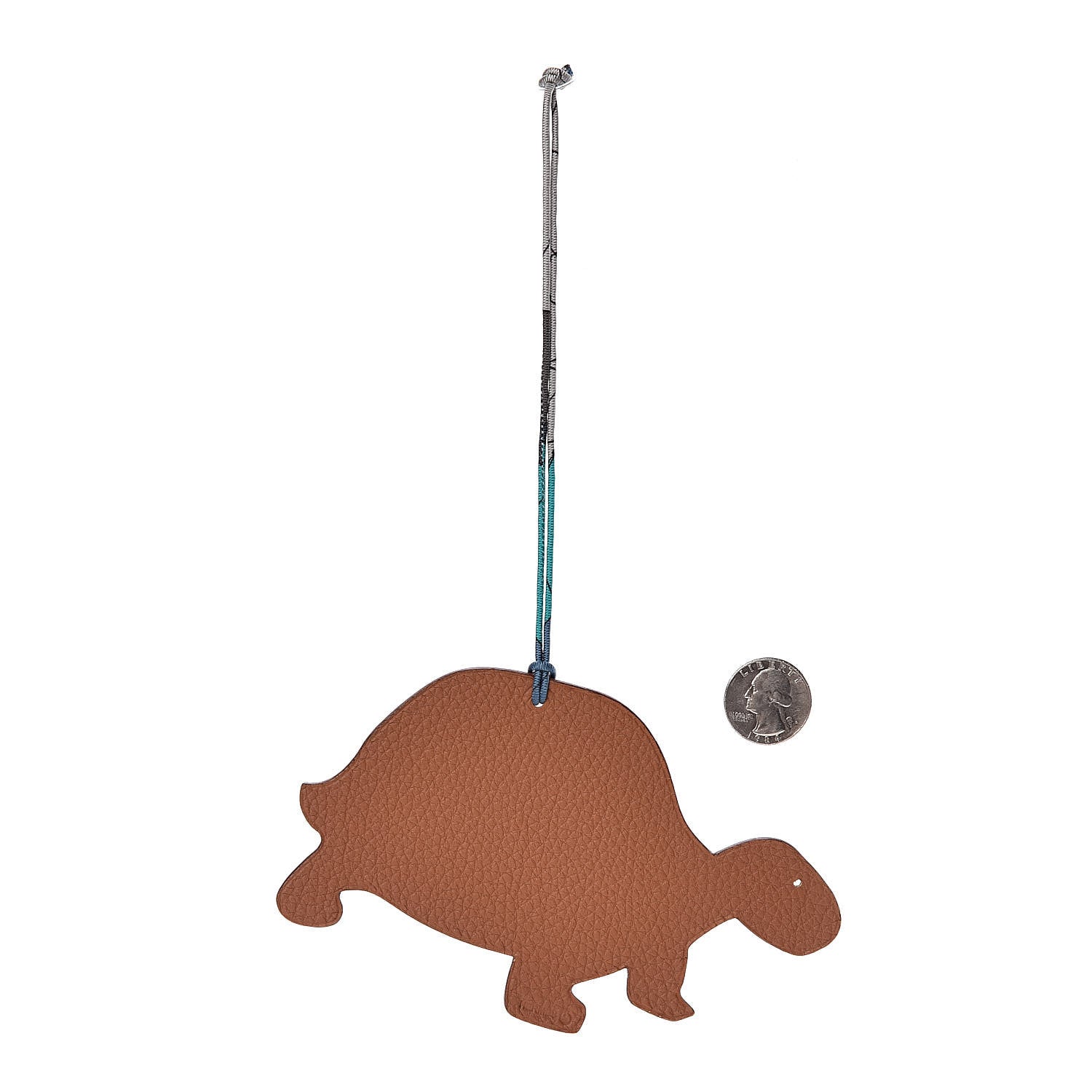 Hermes Epsom Togo Petit H Turtle Bag Charm Bamboo Gold 2 of 7