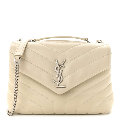 Saint Laurent Calfskin Y Quilted Monogram Small Loulou Chain Satchel Blanc Vintage 1 of 13