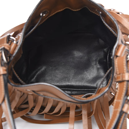 Prada Soft Calfskin Fringe Bucket Bag Cannella 4 of 11