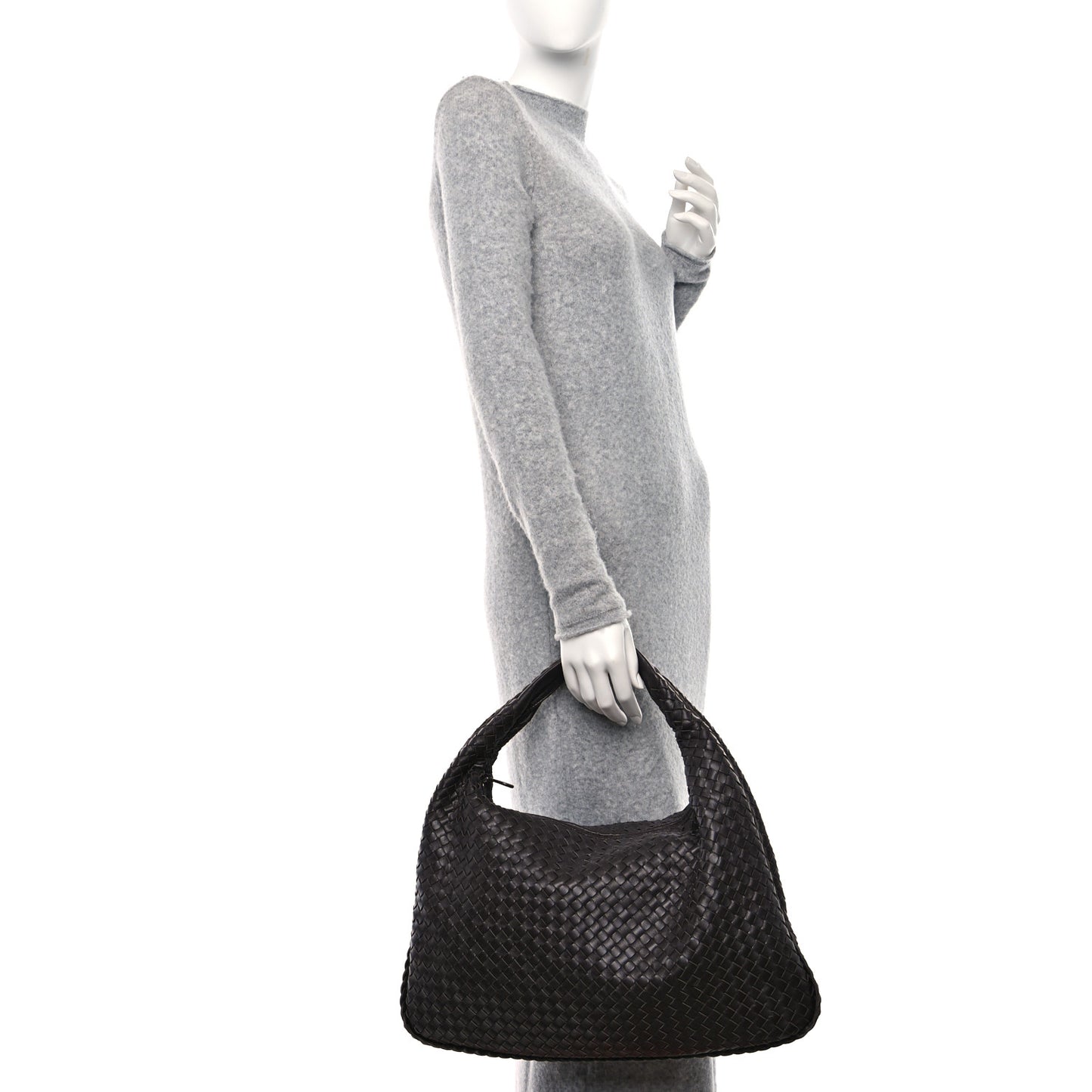 Nappa Intrecciato Medium Veneta Hobo Ebano