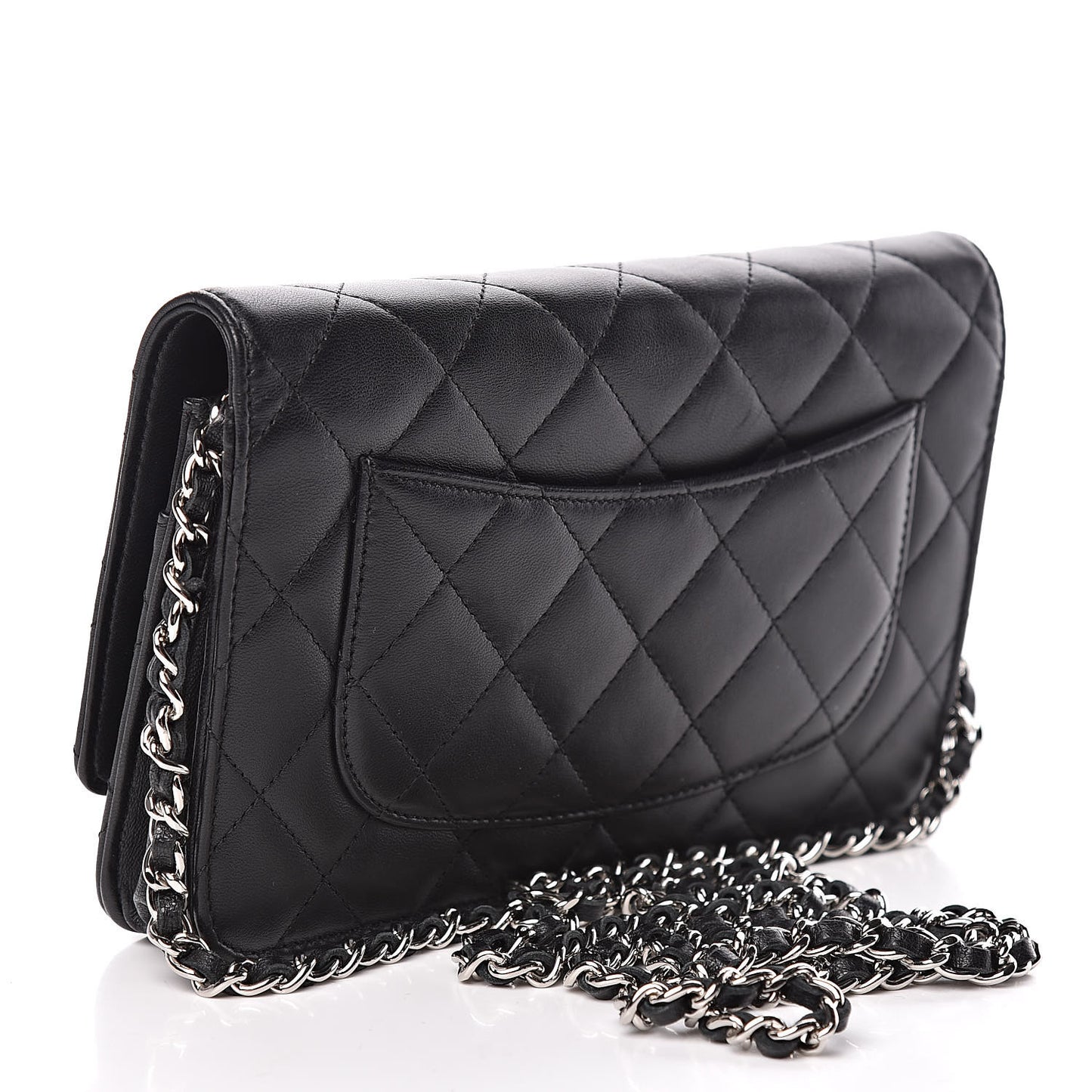 Lambskin Quilted Wallet On Chain WOC Black