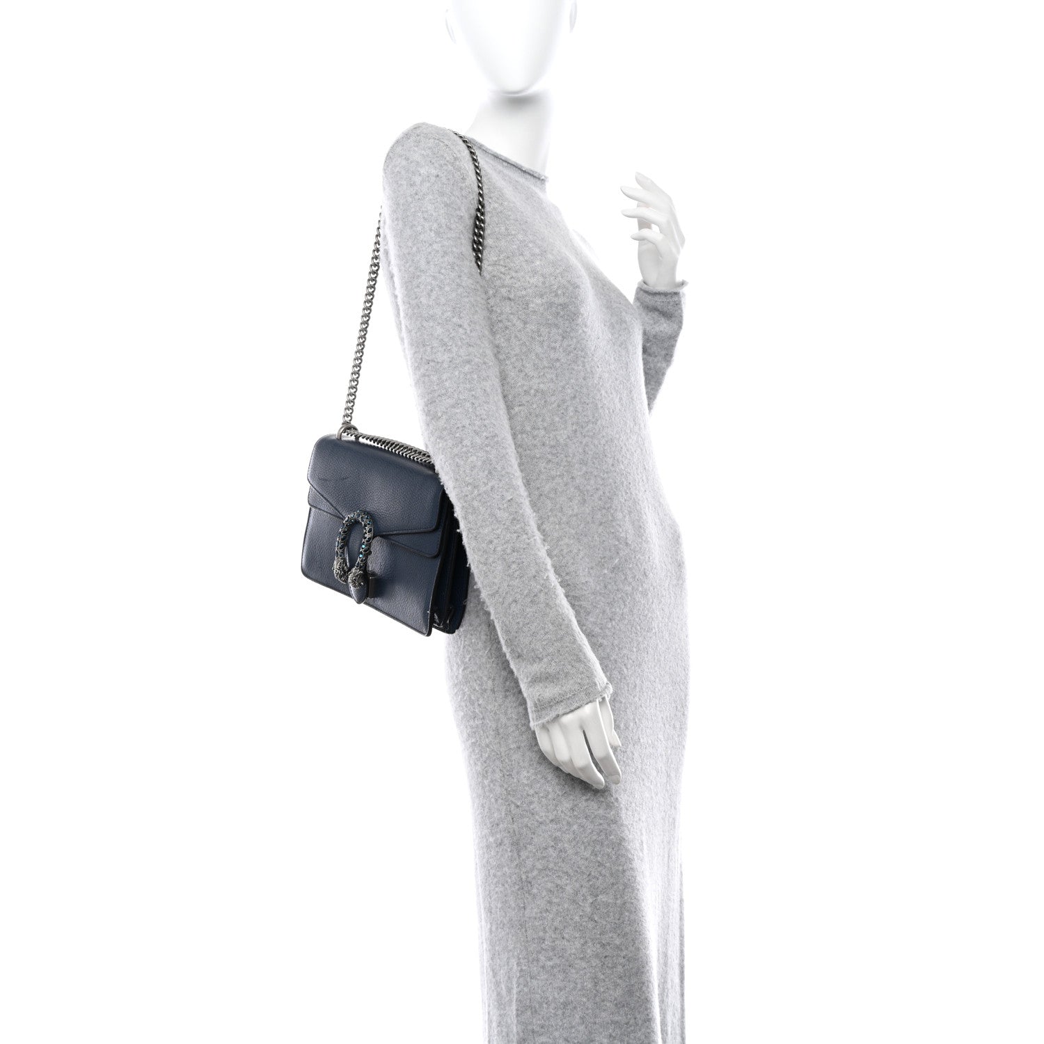 Gucci Pebbled Calfskin Small Dionysus Shoulder Bag Blue Agata 2 of 9