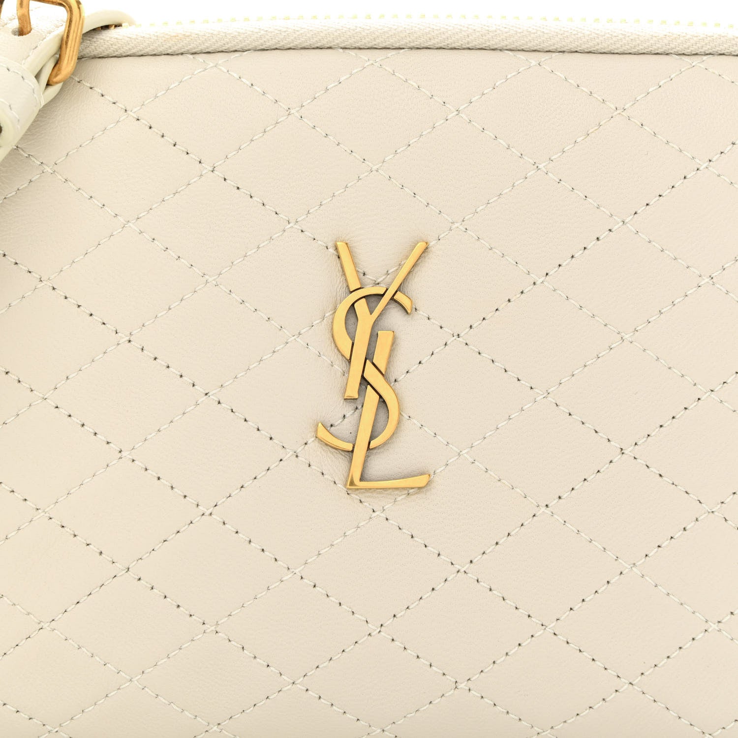 Saint Laurent Lambskin Quilted Gaby Zipped Pouch Crema Soft 9 of 12