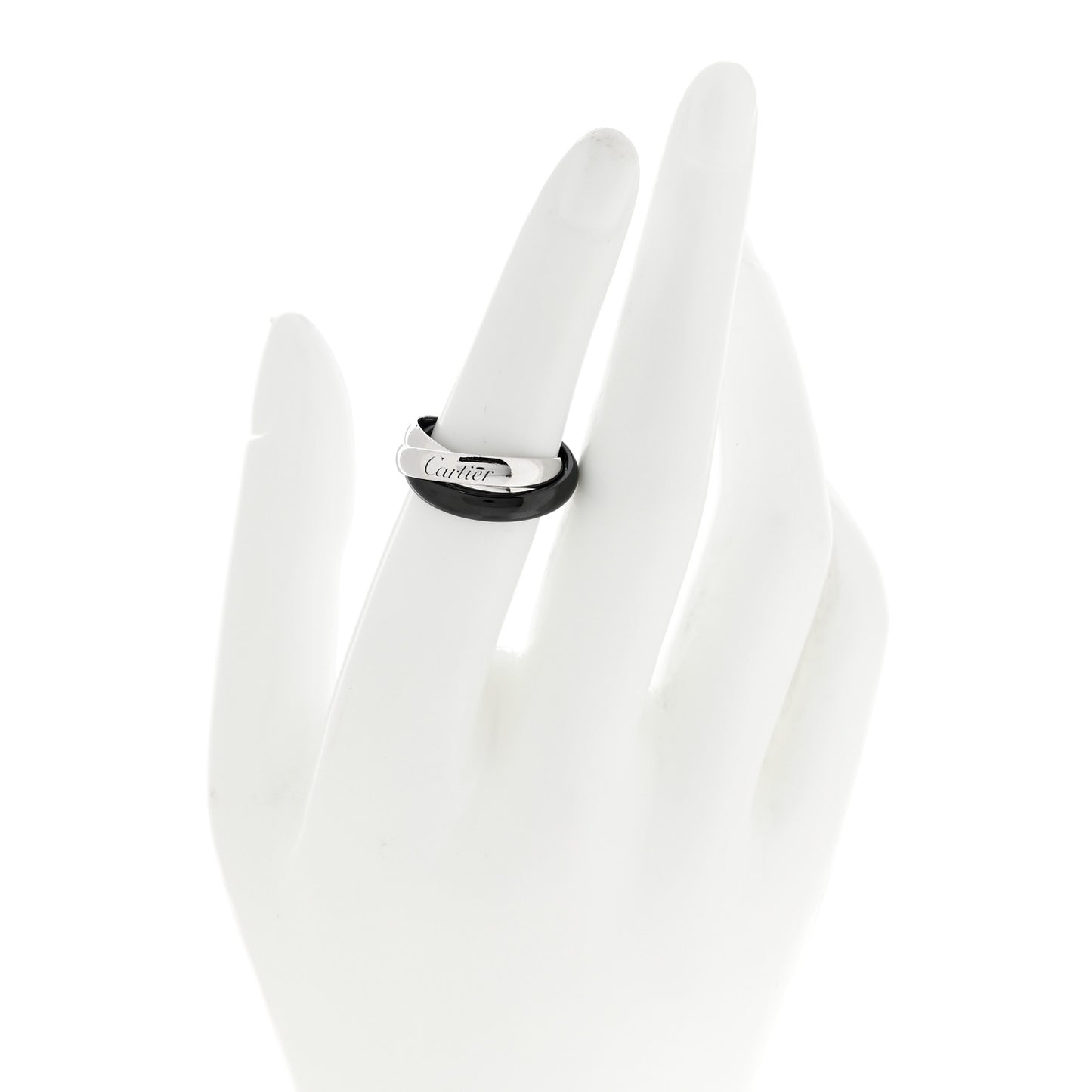 18K White Gold Black Ceramic Trinity Ring 51 5.75