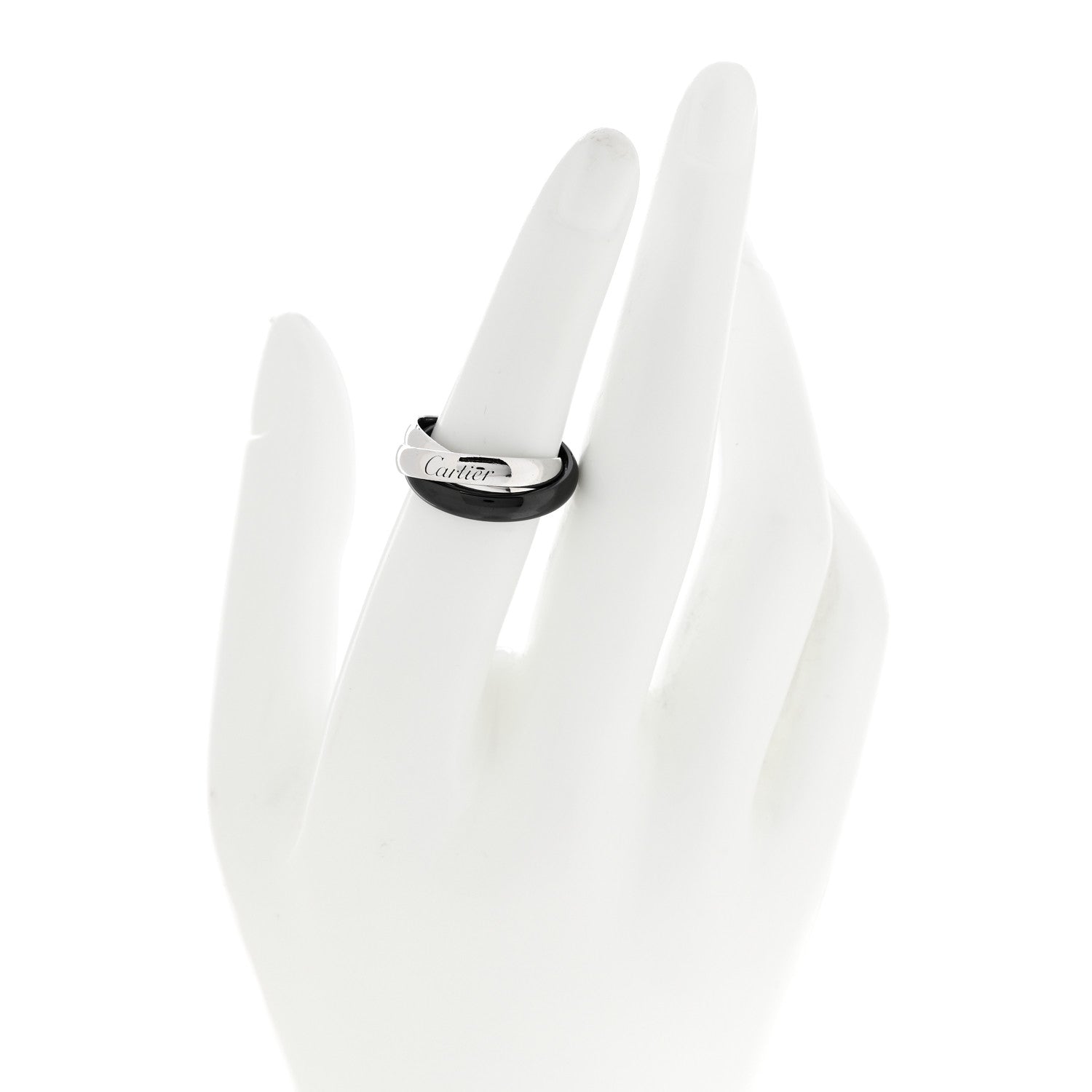 Cartier 18K White Gold Black Ceramic Trinity Ring 51 5.75 2 of 5