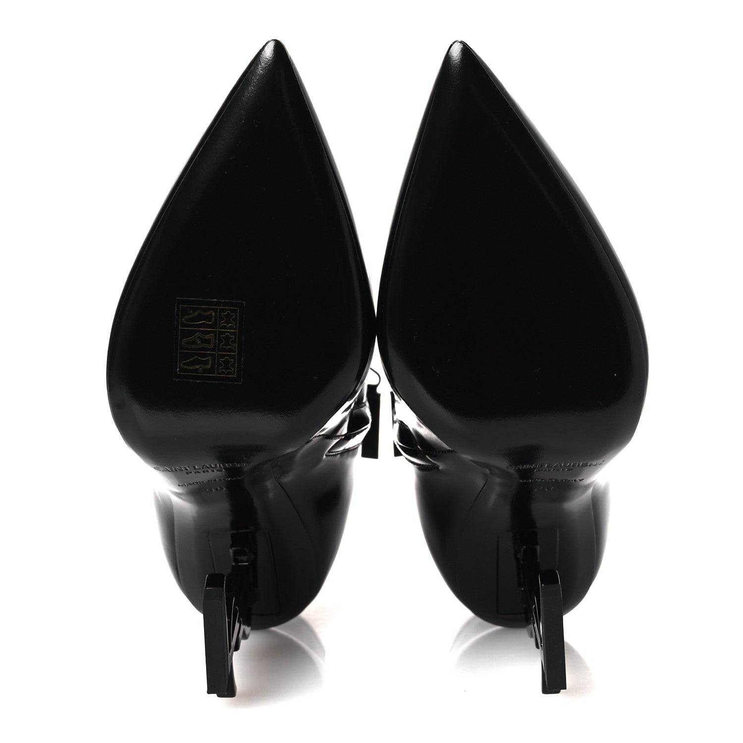 Saint Laurent Glazed Calfskin Opyum Ankle Boots 36 Black 7 of 11