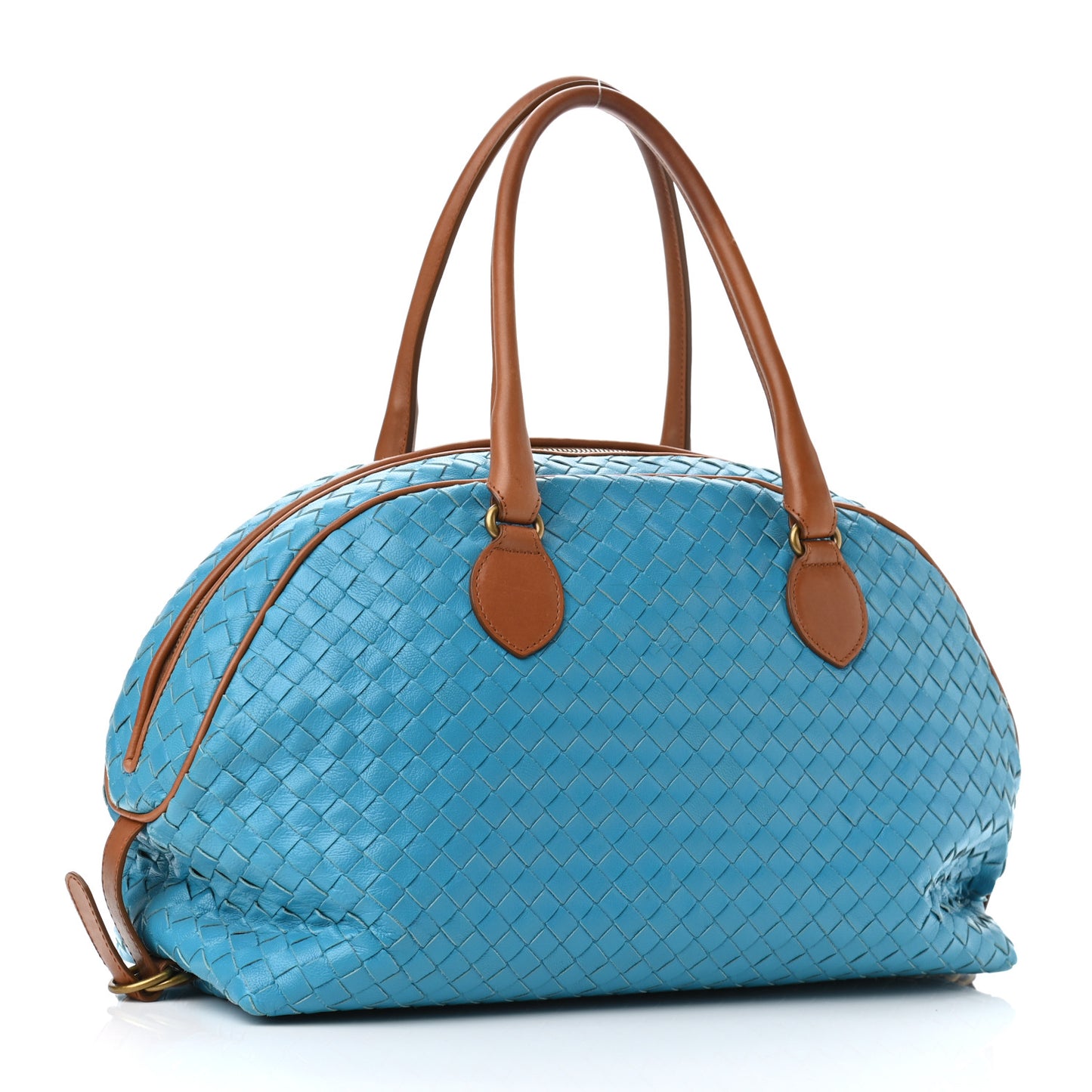 Nappa Intrecciato Bowling Bag Blue