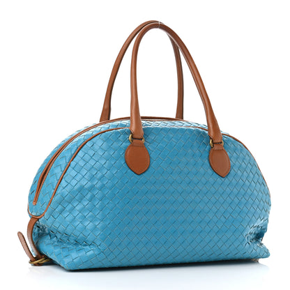 Bottega Veneta Nappa Intrecciato Bowling Bag Blue 3 of 13