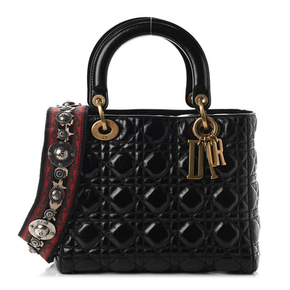 Christian Dior Crinkled Patent Cannage Medium Bohemian Lady Dior Black 1 of 7