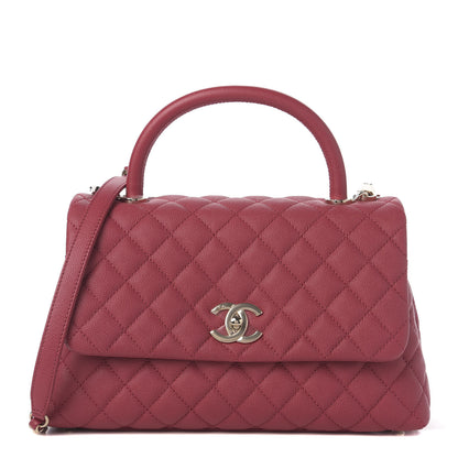 Chanel Caviar Quilted Small Coco Handle Flap Dark Pink 1 of 12