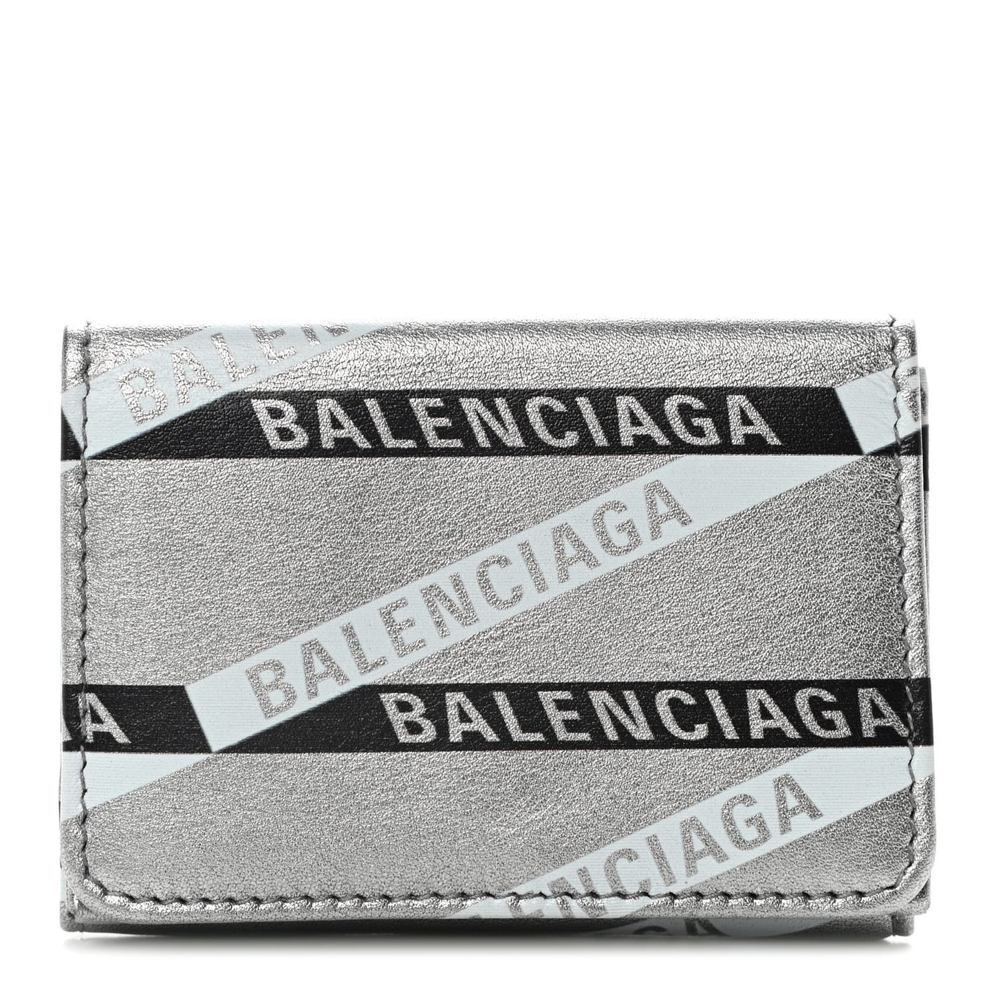 Metallic Calfskin Losange Monogram Mini Everyday Wallet Silver