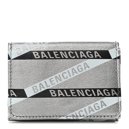 Balenciaga Metallic Calfskin Losange Monogram Mini Everyday Wallet Silver 1 of 9